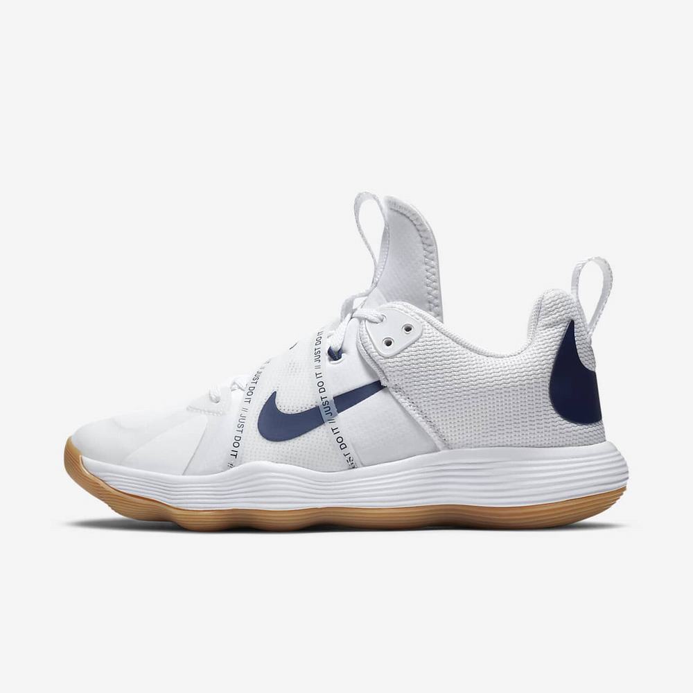 Chaussure De Volley Nike React HyperSet Blanche 2817-549 White/Gum Light Brown/Blue Void Femme | TXS-97485292